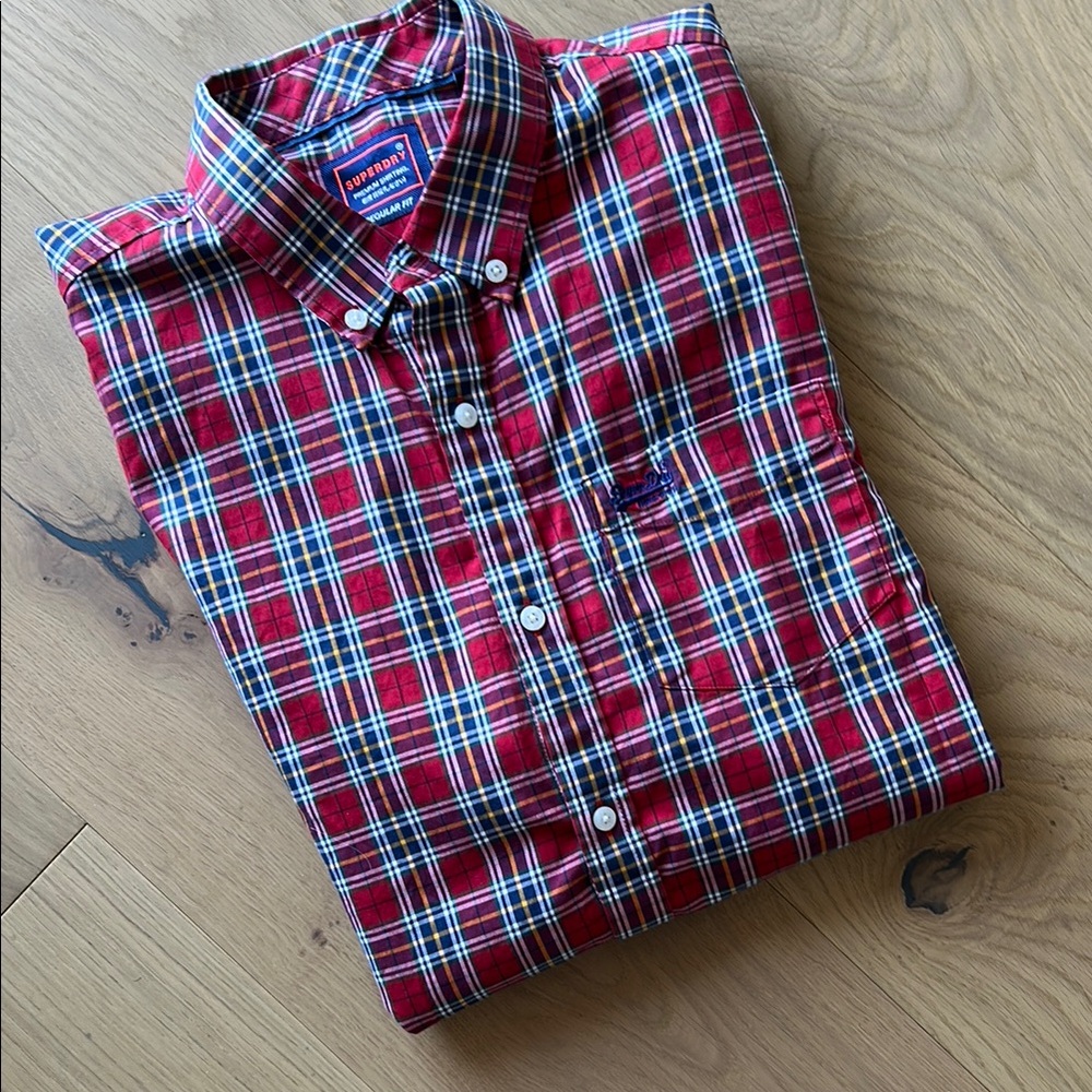 SUPERDRY  Red Plaid Men's Shirt